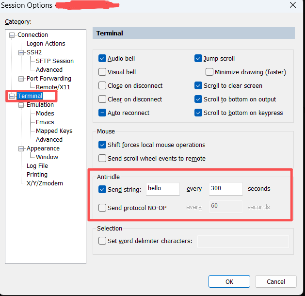 解决SecureCRT无操作自动断掉